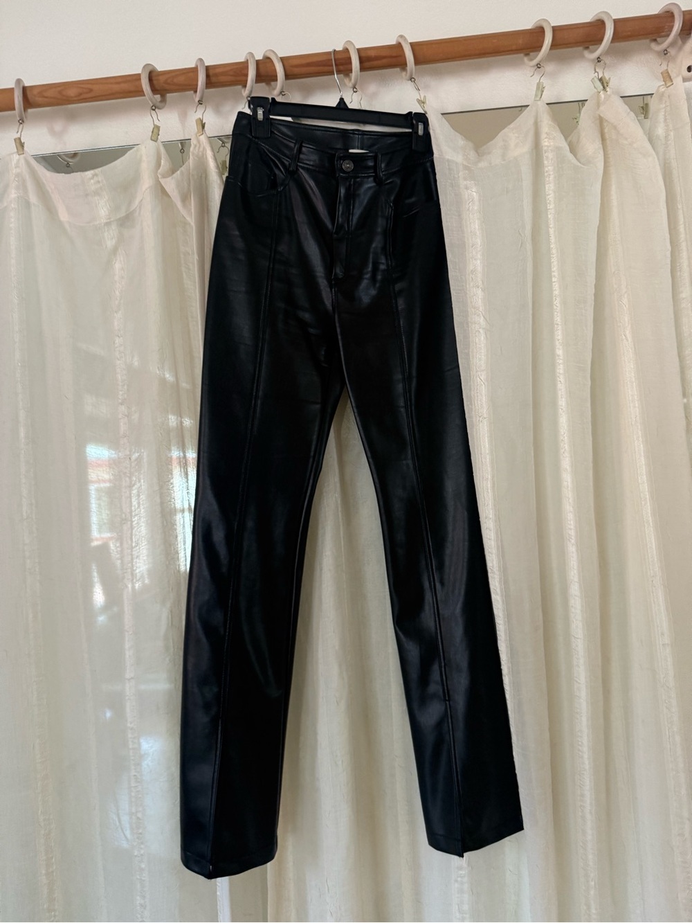 Black womens  Faux Leather pants